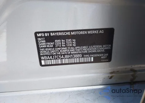 2018 BMW 440I Gran Coupe xDrive z USA, uszkodzony, nr VIN WBA4J7C54JBH13889